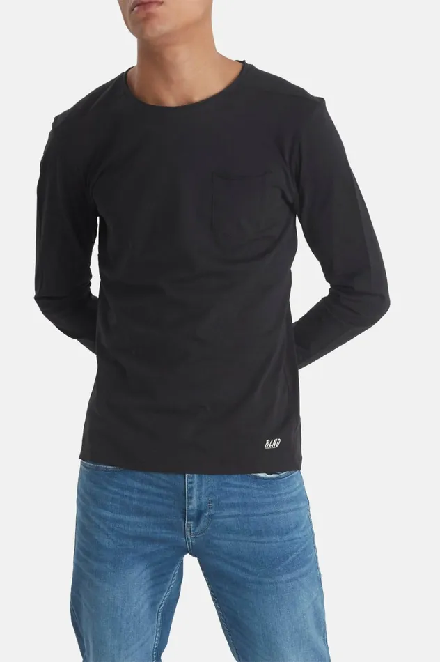 Men TShirts Blend BHNICOLAI Long Sleeved Tshirt Black