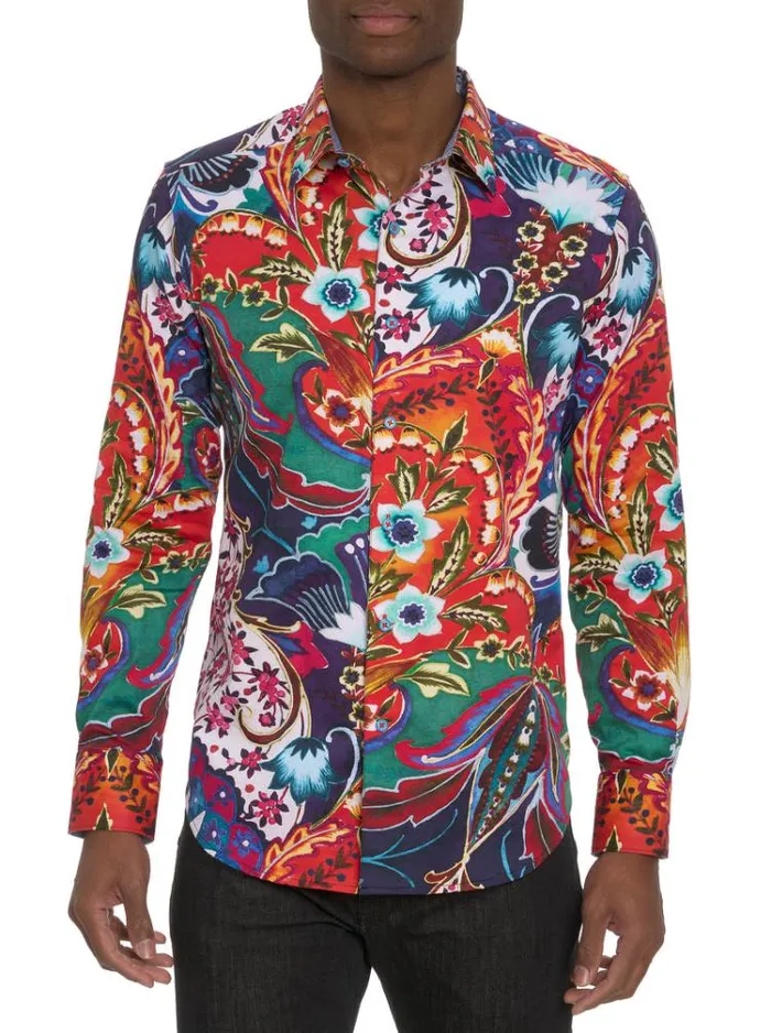 Men THE KENZI LONG SLEEVE BUTTON DOWN SHIRT Multi Robert Graham Button Down Shirts