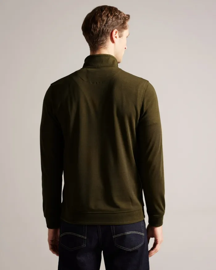 Men TOLTI 8211 Quilted Jersey Half Zip Jumper Khaki Ted Baker Jumpers and Knitwear Men TOLTI 8211 Quilted Jersey Half Zip Jumper Khaki Ted Baker Jumpers and Knitwear