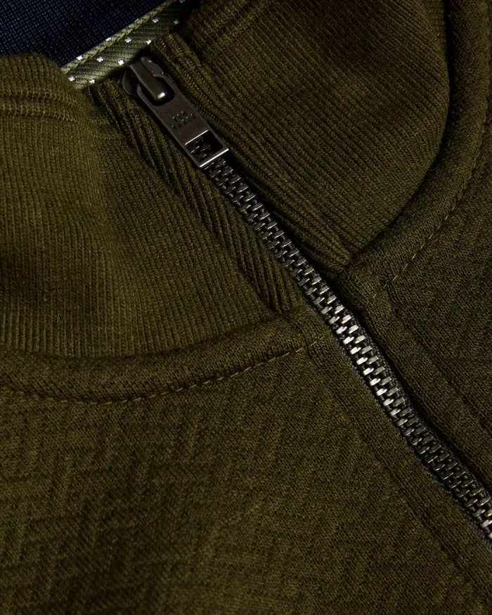 Men TOLTI 8211 Quilted Jersey Half Zip Jumper Khaki Ted Baker Jumpers and Knitwear Men TOLTI 8211 Quilted Jersey Half Zip Jumper Khaki Ted Baker Jumpers and Knitwear