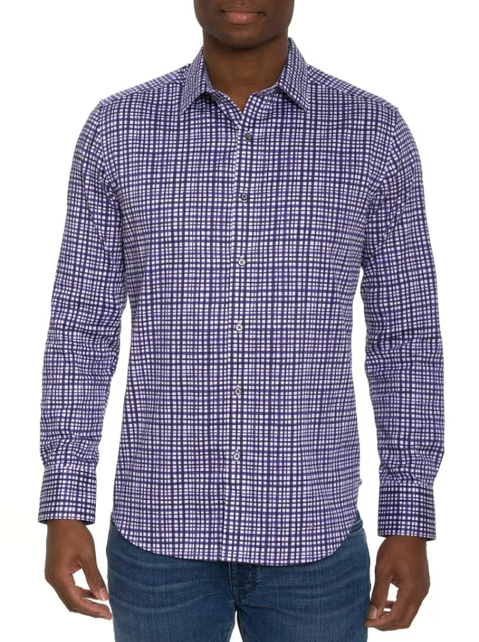 Men TOPKIPI LONG SLEEVE BUTTON DOWN SHIRT Purple Robert Graham Button Down Shirts