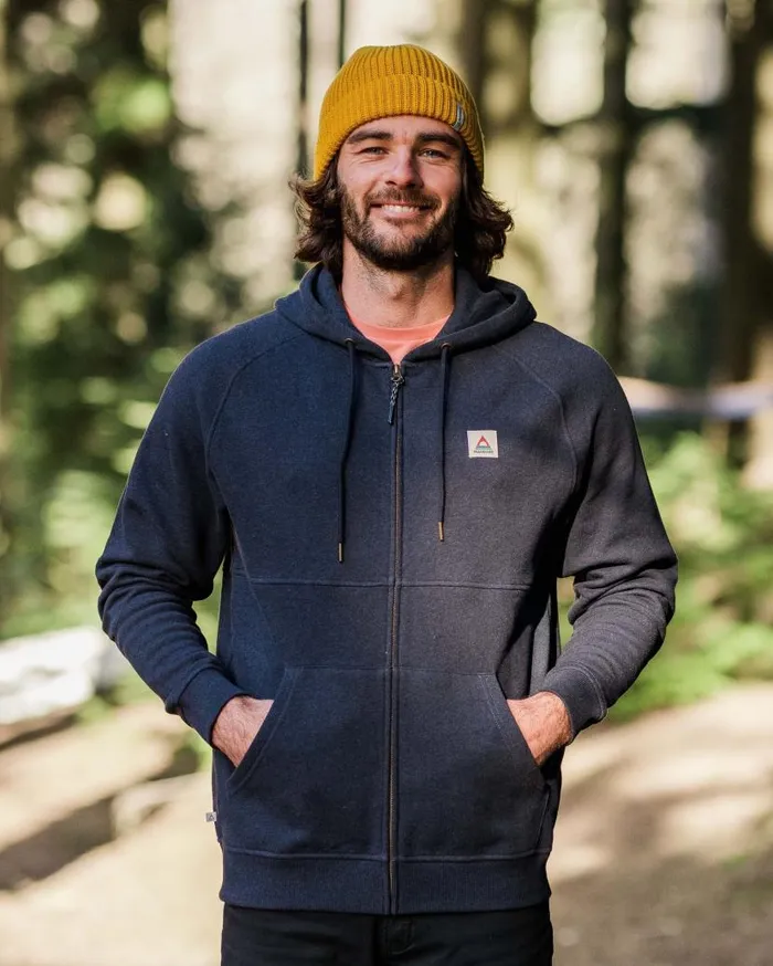 Men Tops Passenger Heritage Full Zip Recycled Cotton Hoodie Deep Navy Marl Deep Navy Marl