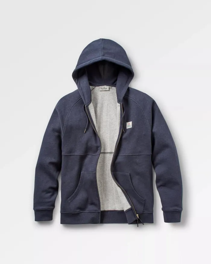 Men Tops Passenger Heritage Full Zip Recycled Cotton Hoodie Deep Navy Marl Deep Navy Marl