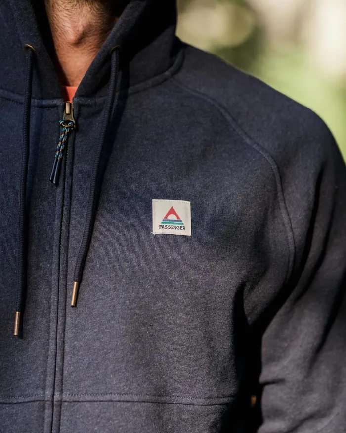 Men Tops Passenger Heritage Full Zip Recycled Cotton Hoodie Deep Navy Marl Deep Navy Marl