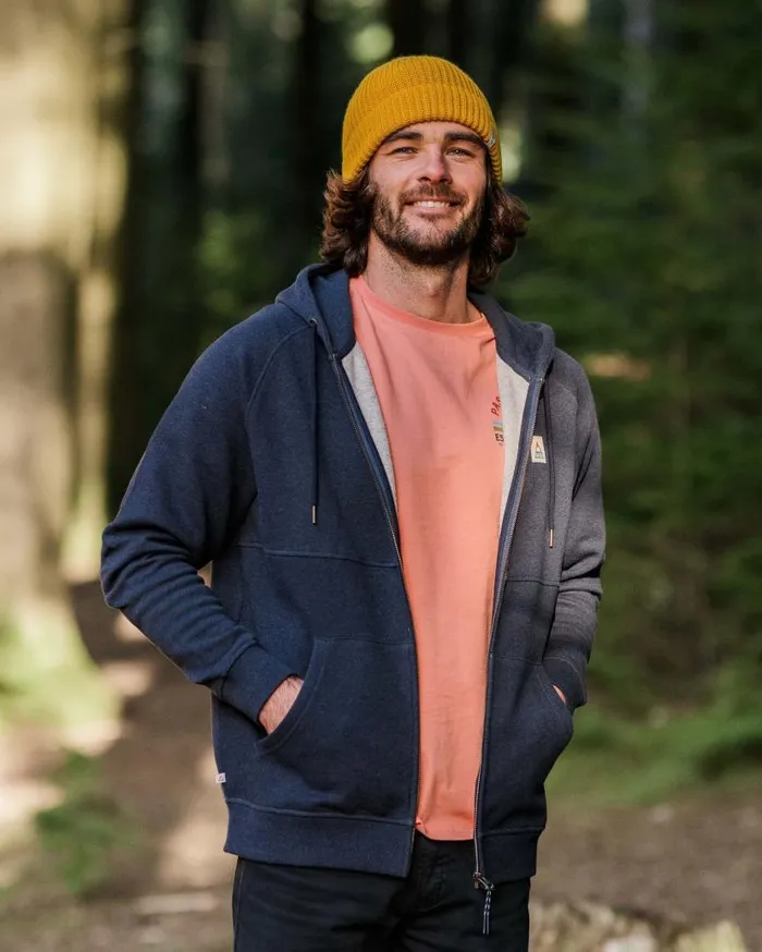 Men Tops Passenger Heritage Full Zip Recycled Cotton Hoodie Deep Navy Marl Deep Navy Marl