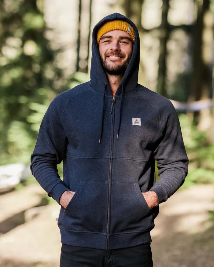 Men Tops Passenger Heritage Full Zip Recycled Cotton Hoodie Deep Navy Marl Deep Navy Marl