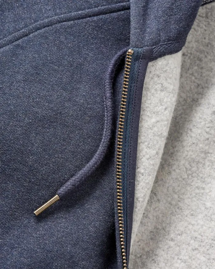 Men Tops Passenger Heritage Full Zip Recycled Cotton Hoodie Deep Navy Marl Deep Navy Marl
