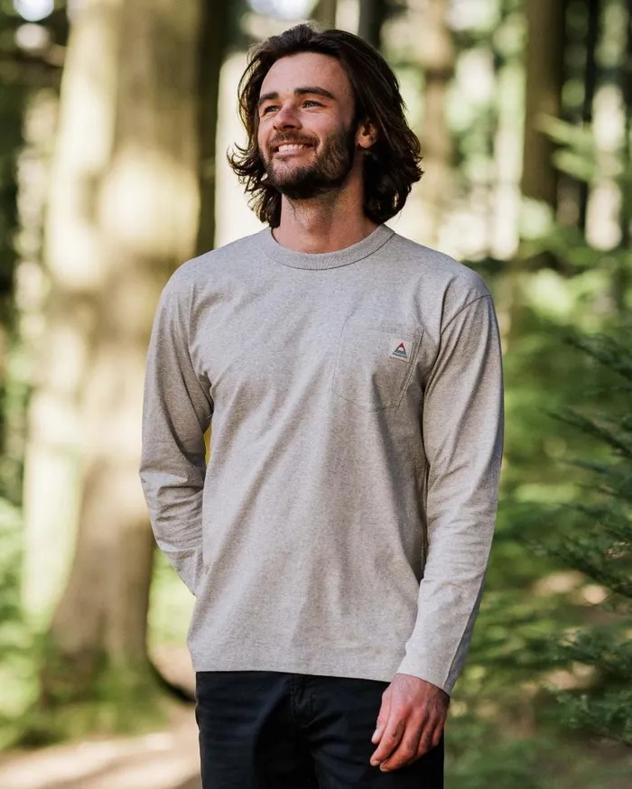Men Tops Passenger Heritage Recycled Relaxed Fit LS TShirt Grey Marl Grey Marl