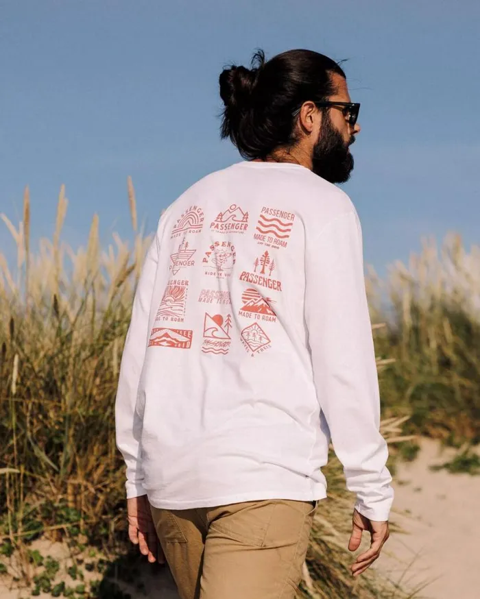 Men Tops Passenger Icon Recycled Cotton LS TShirt White White