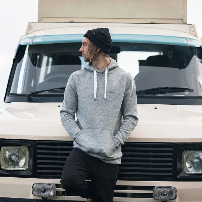 Men Tops Passenger Made To Roam Recycled Hoodie Grey Marl Grey Marl
