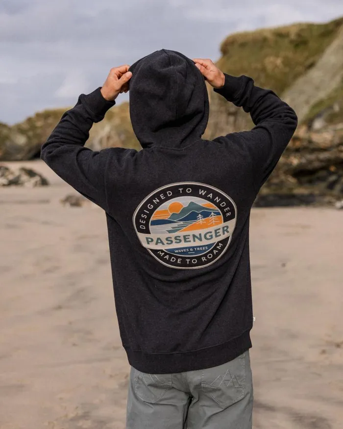 Men Tops Passenger Odyssey Organic Cotton Hoodie Ebony Marl Ebony Marl