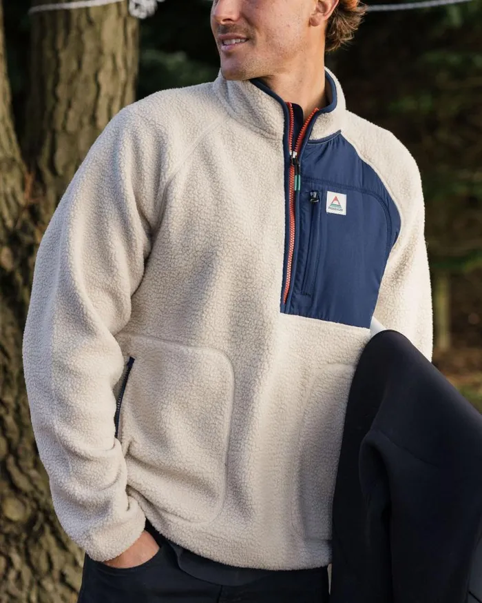 Men Tops Passenger Offgrid 20 12 Zip Recycled Sherpa Fleece OatmealNavy Oatmealnavy
