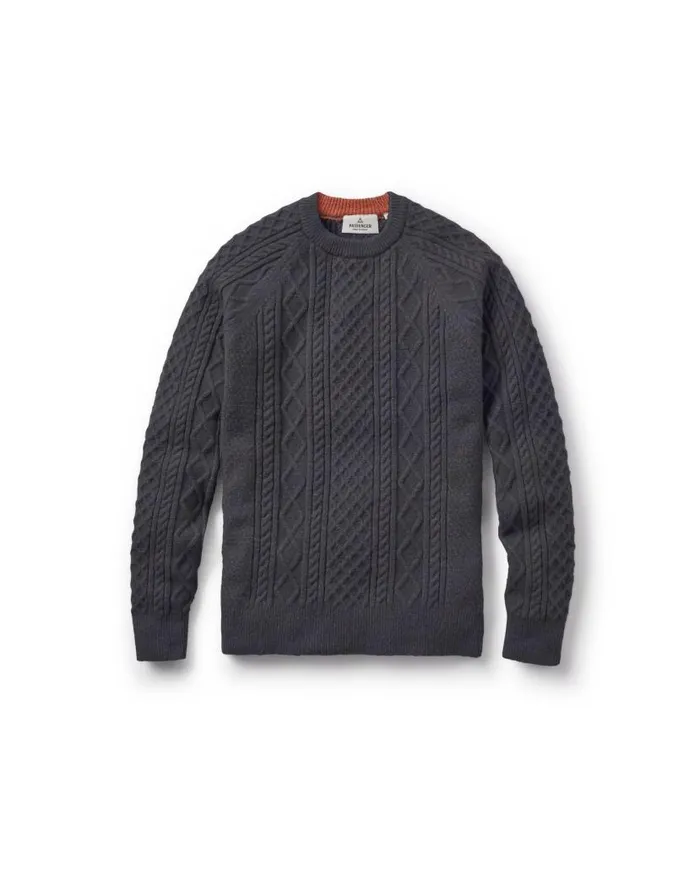 Men Tops Passenger Sandbar Cable Knitted Jumper Charcoal Charcoal
