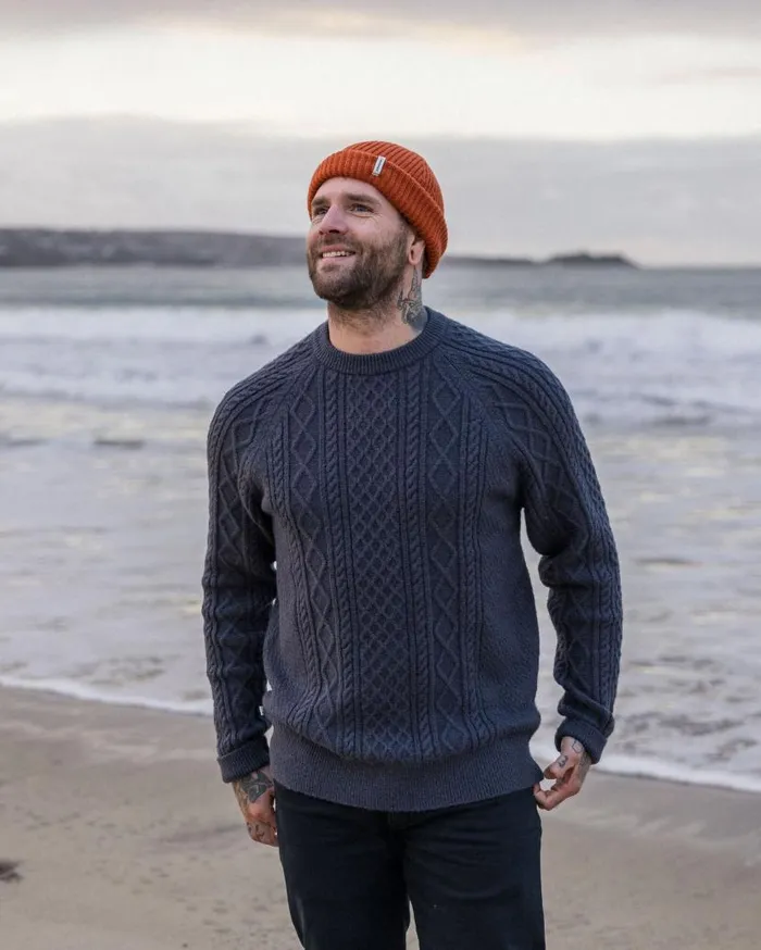 Men Tops Passenger Sandbar Cable Knitted Jumper Charcoal Charcoal