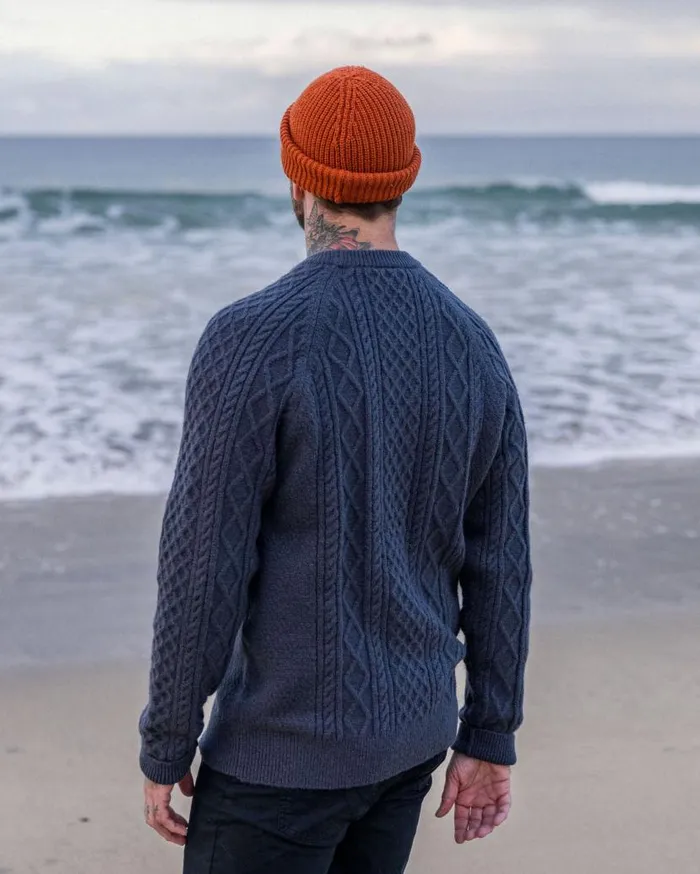 Men Tops Passenger Sandbar Cable Knitted Jumper Charcoal Charcoal
