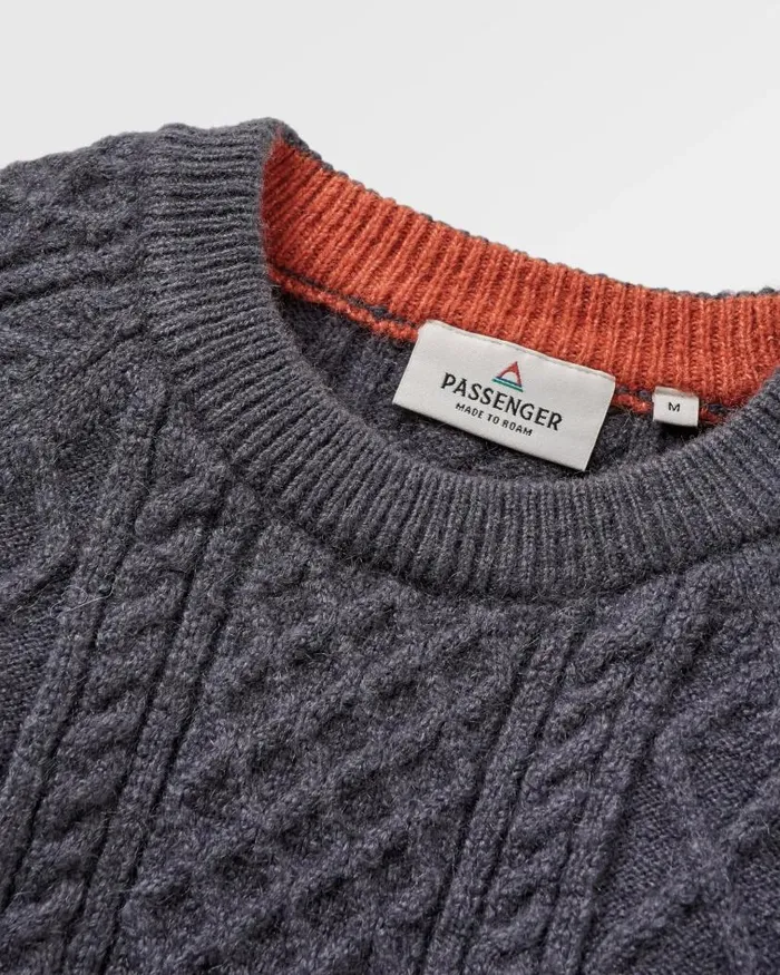 Men Tops Passenger Sandbar Cable Knitted Jumper Charcoal Charcoal