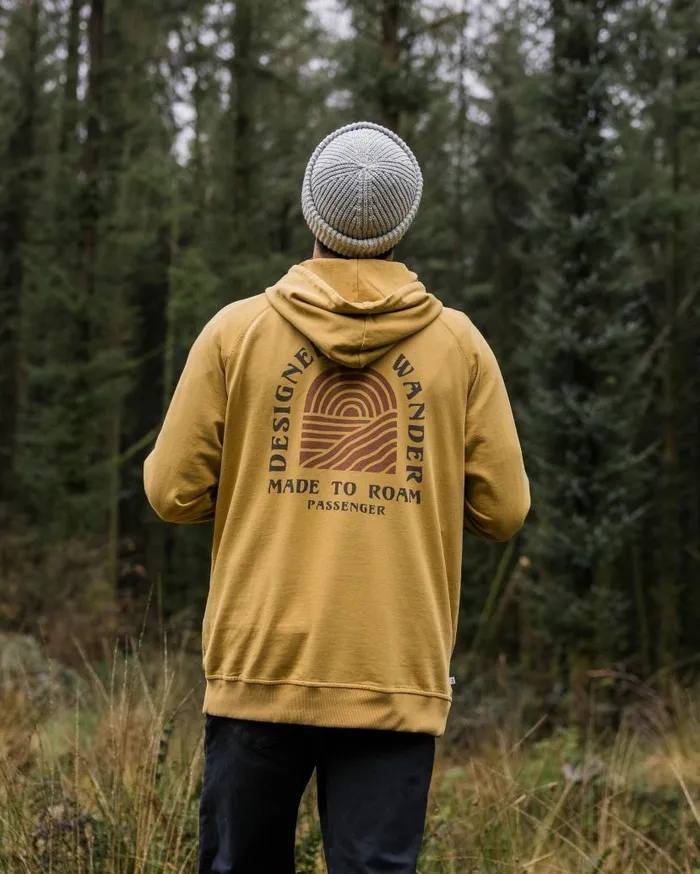 Men Tops Passenger Sundown Recycled Cotton Hoodie Mustard Gold Mustard Gold