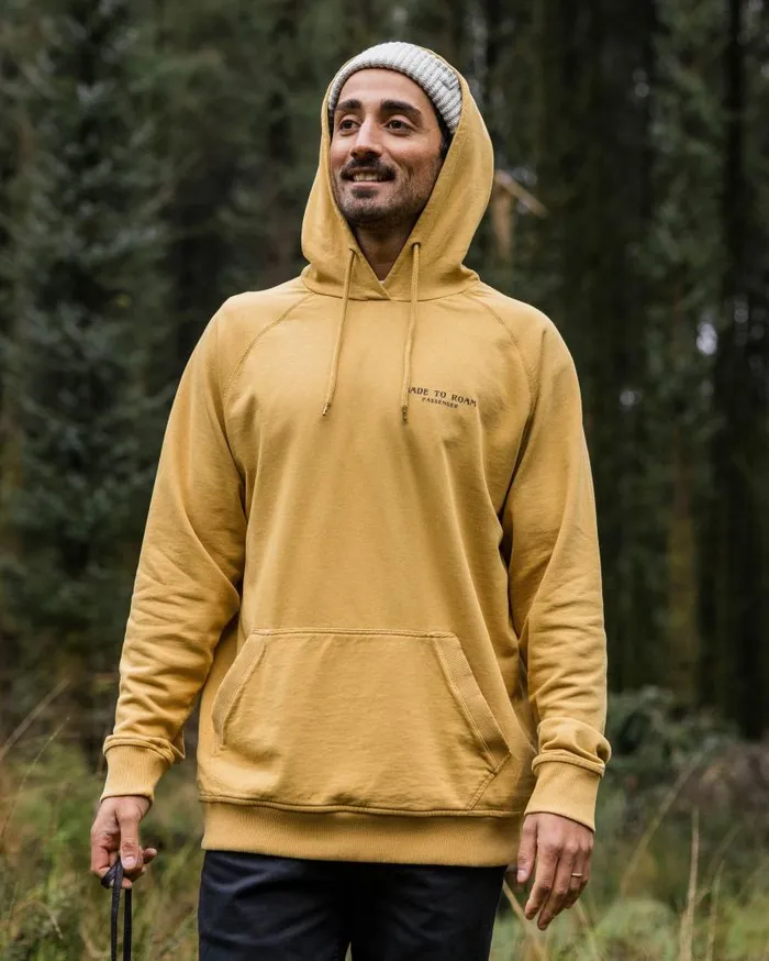 Men Tops Passenger Sundown Recycled Cotton Hoodie Mustard Gold Mustard Gold