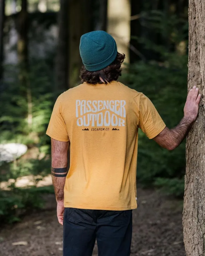 Men Tops Passenger Yuca Organic Cotton TShirt Dusty Ochre Marl Dusty Ochre Marl