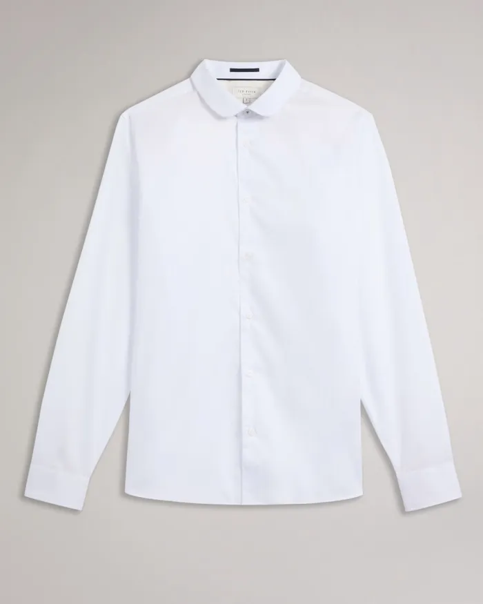 Men WITFOR 8211 Long Sleeve Rounded Collar Shirt White Ted Baker Shirts