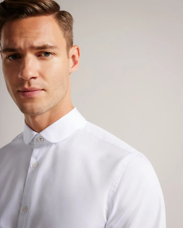 Men WITFOR 8211 Long Sleeve Rounded Collar Shirt White Ted Baker Shirts Men WITFOR 8211 Long Sleeve Rounded Collar Shirt White Ted Baker Shirts