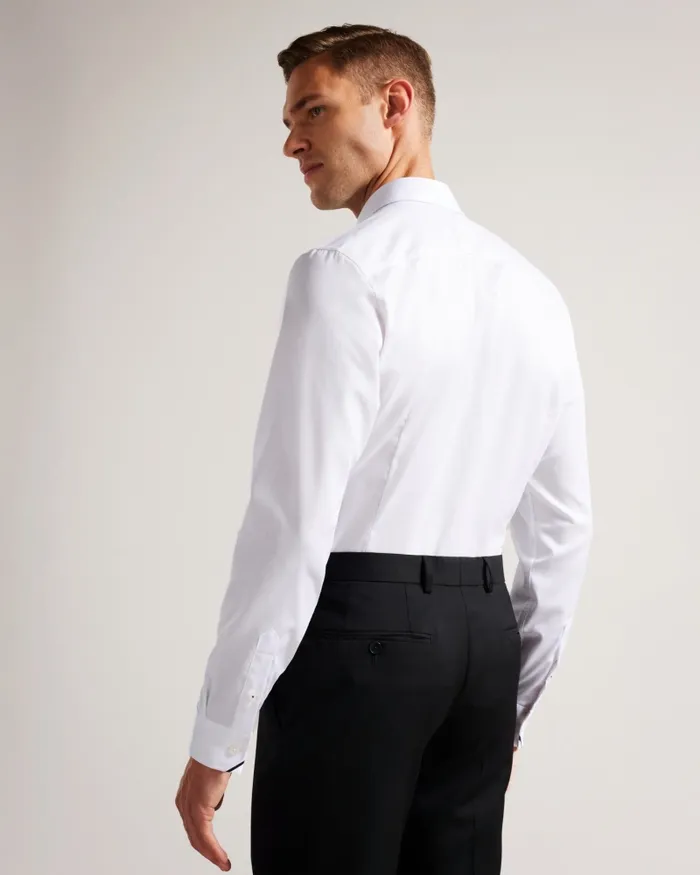 Men WITFOR 8211 Long Sleeve Rounded Collar Shirt White Ted Baker Shirts Men WITFOR 8211 Long Sleeve Rounded Collar Shirt White Ted Baker Shirts