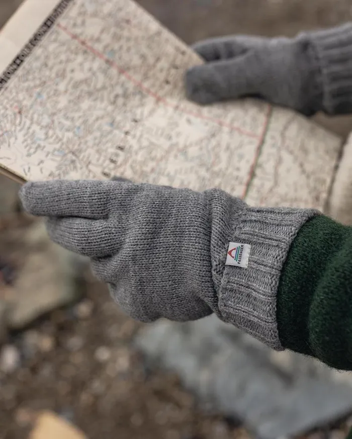 MenWomen Gloves Passenger Gale Recycled Acrylic Knitted Gloves Flecked Grey Marl Flecked Grey Marl