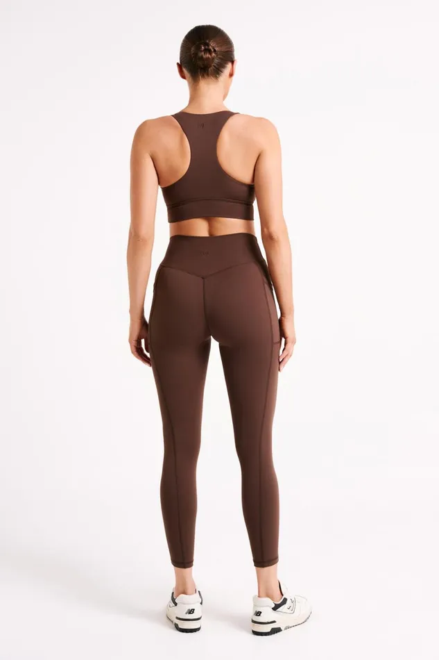 Meshki Activewear Briar V Back Leggings With Pockets 8211 Dark Chocolate Darkchocolate 8211 Women
