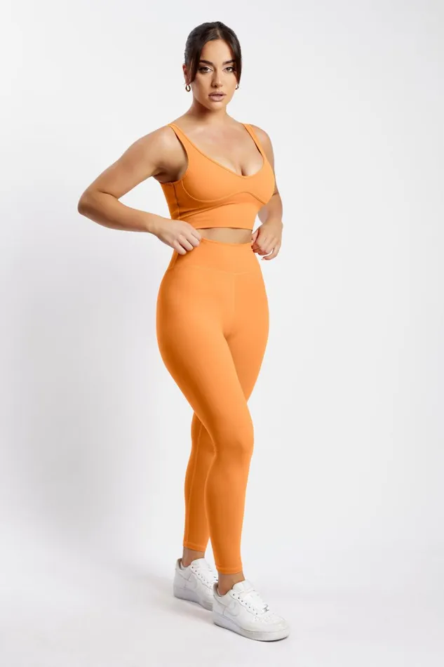 Meshki Activewear Venus V Back Leggings 8211 Tangerine Tangerine 8211 Women Meshki Activewear Venus V Back Leggings 8211 Tangerine Tangerine 8211 Women