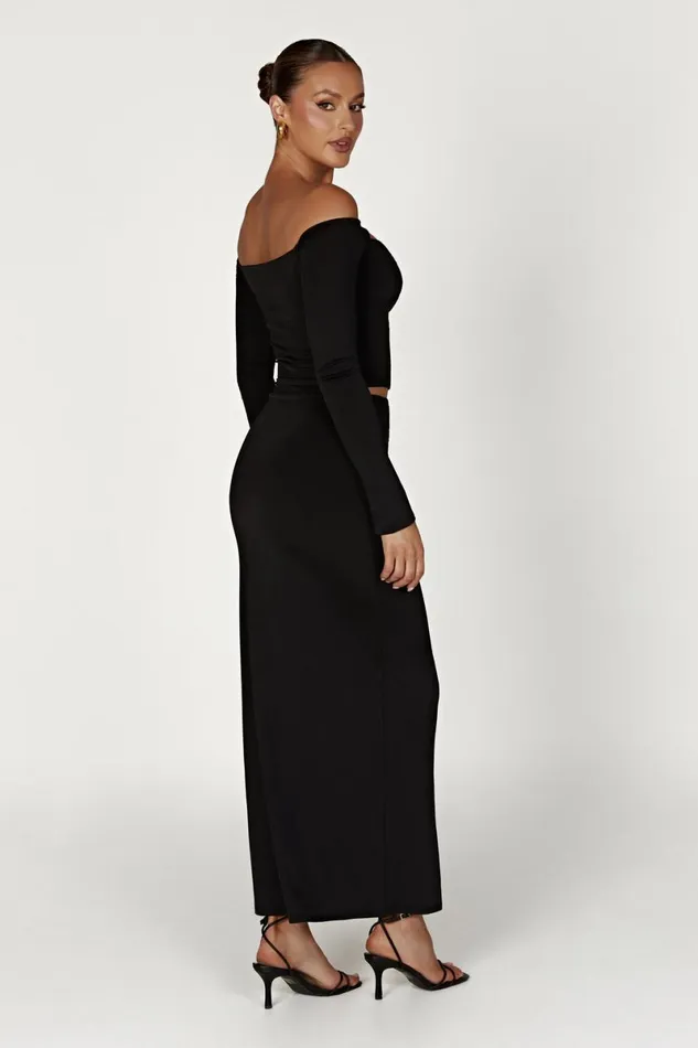 Meshki Bachelorette Ceri Off Shoulder Long Sleeve Top 8211 Black Black 8211 Women
