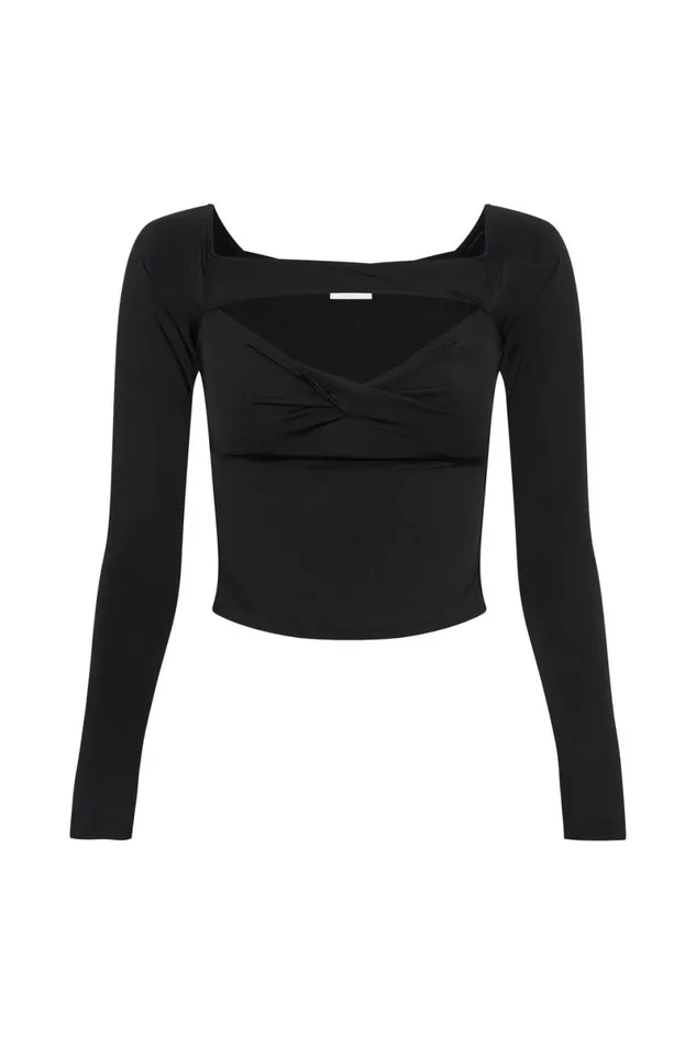 Meshki Bachelorette Ceri Off Shoulder Long Sleeve Top 8211 Black Black 8211 Women