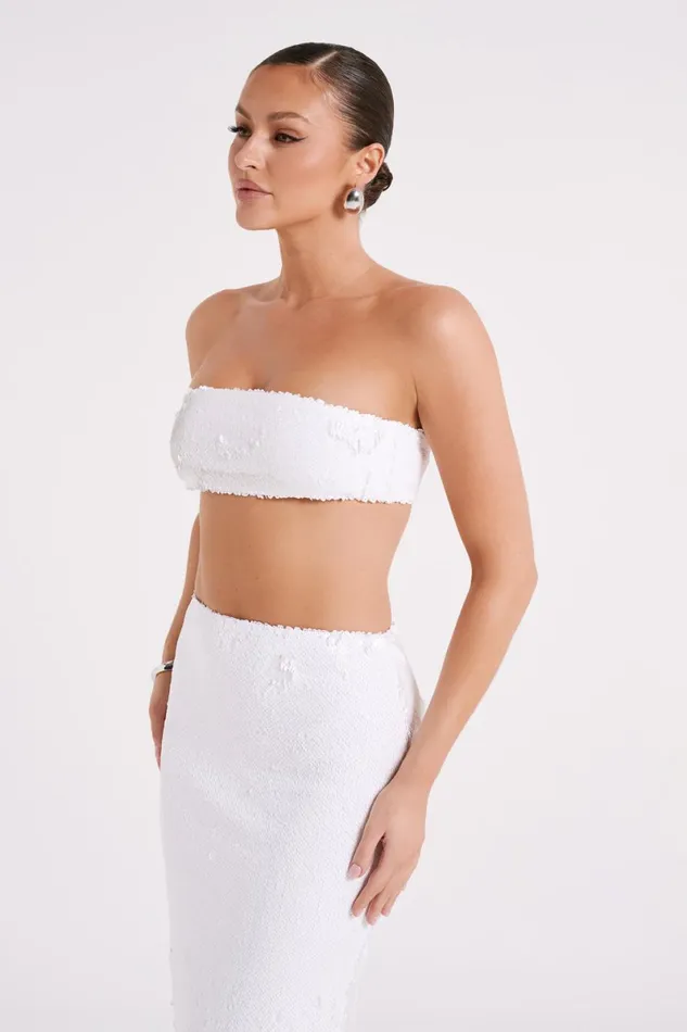 Meshki Bachelorette Emerie Strapless Sequin Bandeau 8211 White White 8211 Women