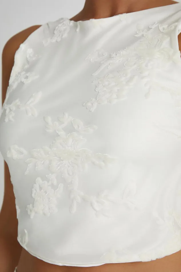 Meshki Bachelorette Mona Burnout Velvet Cowl Back Top 8211 White White 8211 Women