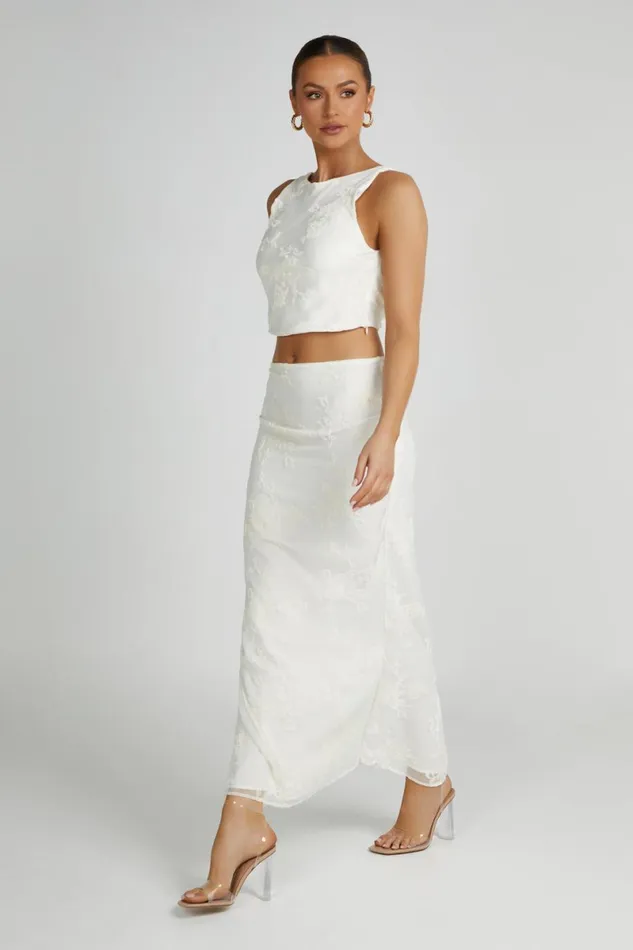 Meshki Bachelorette Mona Burnout Velvet Cowl Back Top 8211 White White 8211 Women