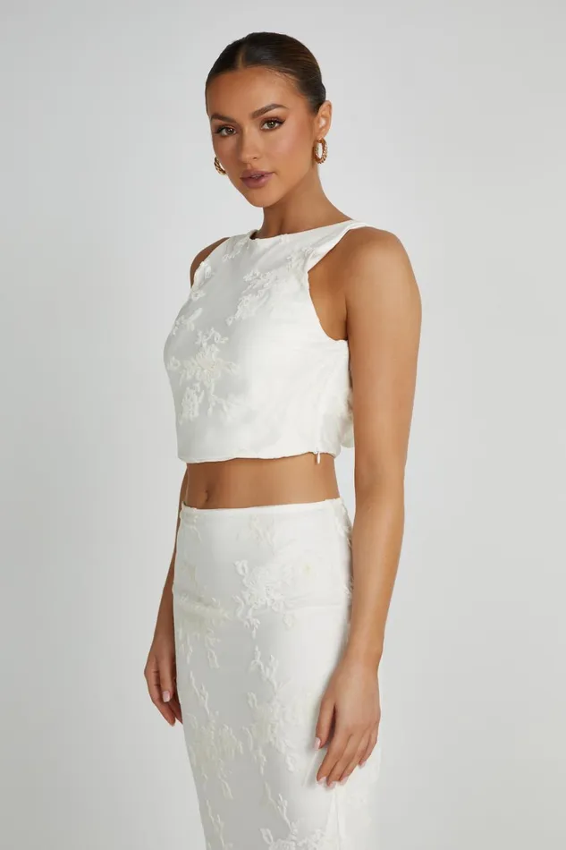 Meshki Bachelorette Mona Burnout Velvet Cowl Back Top 8211 White White 8211 Women