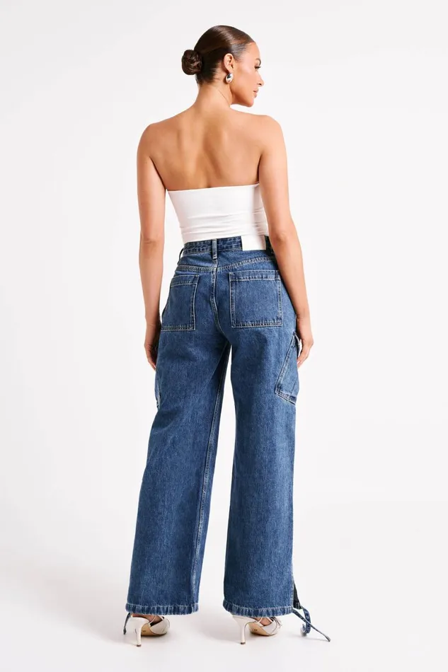 Meshki Basic Bottoms Thelma Denim Cargo Pants 8211 Dark Blue Darkblue 8211 Women