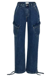 Meshki Basic Bottoms Thelma Denim Cargo Pants 8211 Dark Blue Darkblue 8211 Women
