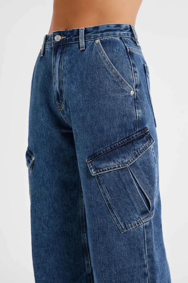Meshki Basic Bottoms Thelma Denim Cargo Pants 8211 Dark Blue Darkblue 8211 Women