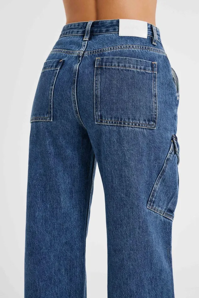 Meshki Basic Bottoms Thelma Denim Cargo Pants 8211 Dark Blue Darkblue 8211 Women