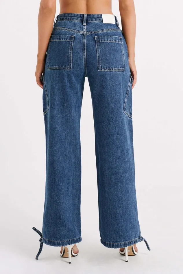 Meshki Basic Bottoms Thelma Denim Cargo Pants 8211 Dark Blue Darkblue 8211 Women