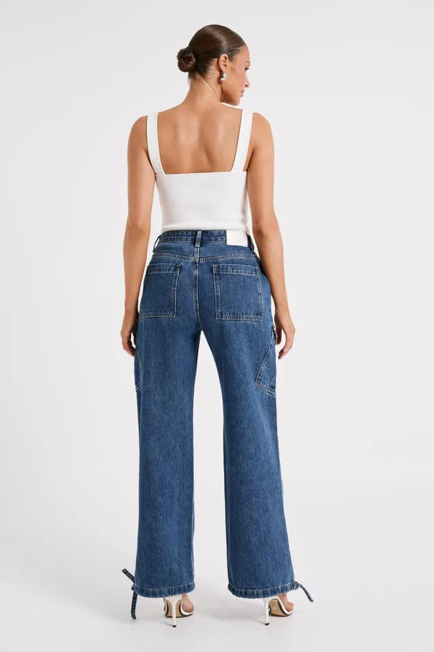 Meshki Basic Bottoms Thelma Denim Cargo Pants 8211 Dark Blue Darkblue 8211 Women