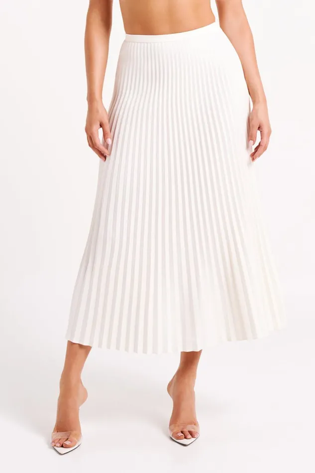 Meshki Basic Bottoms Twyla Pleated Suiting Maxi Skirt 8211 Ivory Ivory 8211 Women