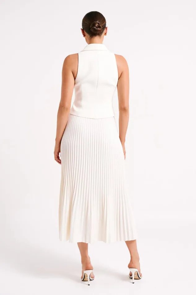 Meshki Basic Bottoms Twyla Pleated Suiting Maxi Skirt 8211 Ivory Ivory 8211 Women