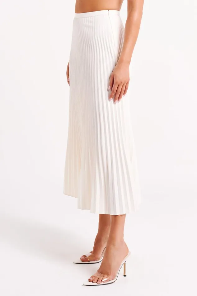 Meshki Basic Bottoms Twyla Pleated Suiting Maxi Skirt 8211 Ivory Ivory 8211 Women