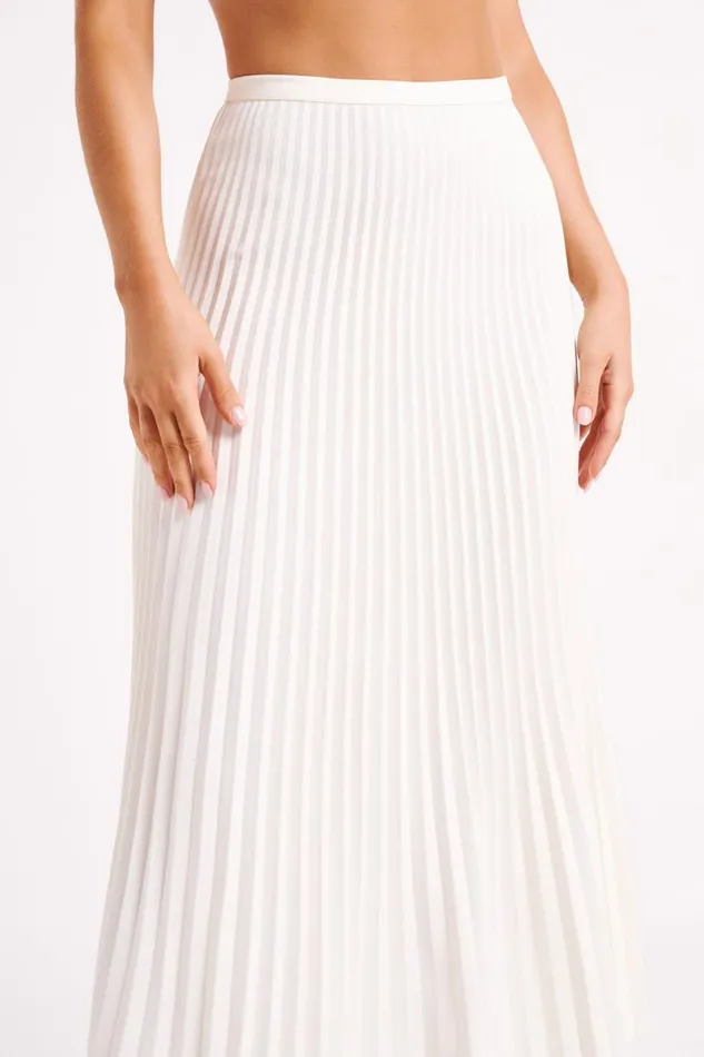 Meshki Basic Bottoms Twyla Pleated Suiting Maxi Skirt 8211 Ivory Ivory 8211 Women