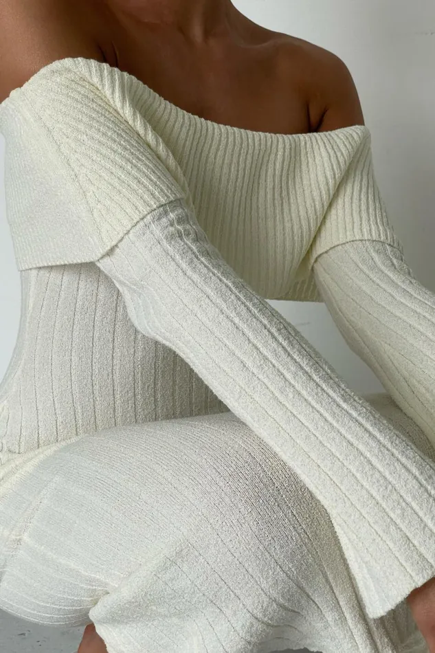 Meshki Basic Dresses Stefania Off Shoulder Knit Dress 8211 White White 8211 Women