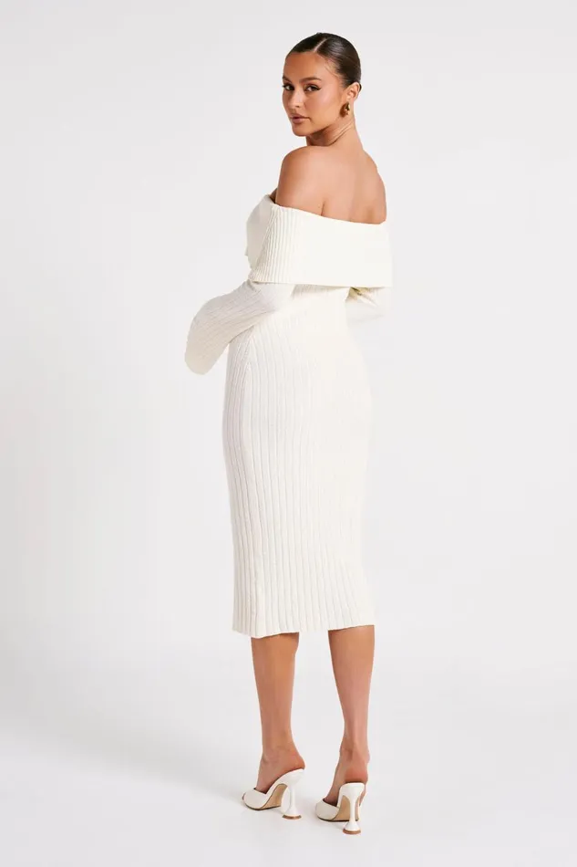 Meshki Basic Dresses Stefania Off Shoulder Knit Dress 8211 White White 8211 Women