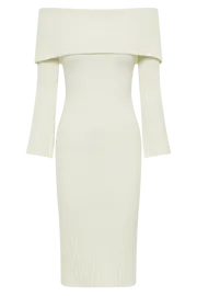 Meshki Basic Dresses Stefania Off Shoulder Knit Dress 8211 White White 8211 Women
