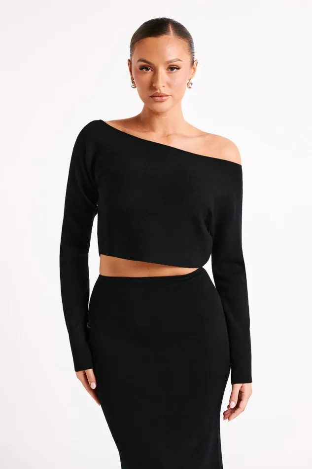 Meshki Basic Tops Avani Oversized One Shoulder Jumper 8211 Black Black 8211 Women