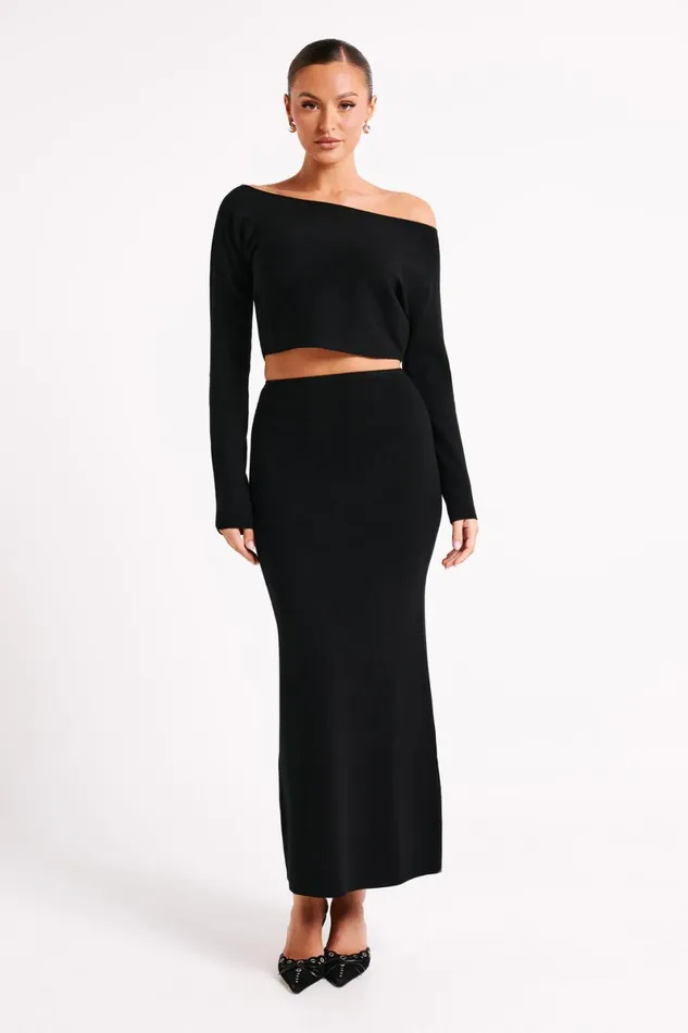 Meshki Basic Tops Avani Oversized One Shoulder Jumper 8211 Black Black 8211 Women